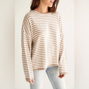 Wesley sweater, one size tan and cream